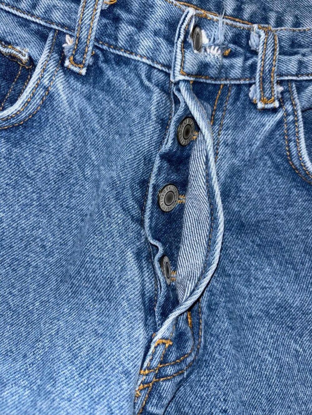 John Galt Button Fly Raw Hem 28" Waist Distressed Button Hole - Picture 3 of 6